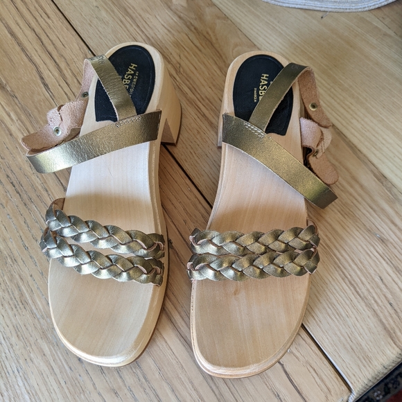 Swedish Hasbeen *never worn* Braided Sandal Wooden Clog - Picture 2 of 15